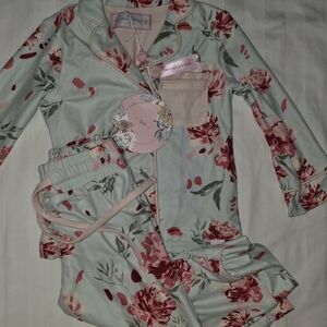 SweetHoney Mint and Pink Floral Girls' Pajama Set